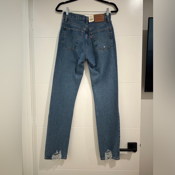 Levi’s 501 jeans high rise straight leg blue denim classic edgy trendy NWT 25 - Picture 12 of 15